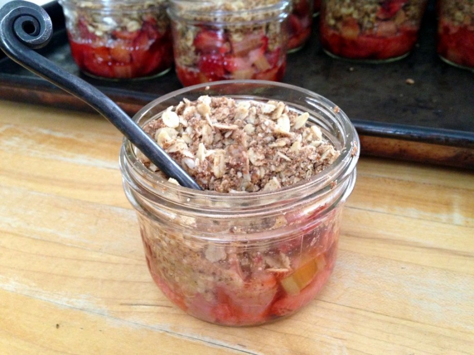 Strawberry & Rhubarb Crumble In A Jar