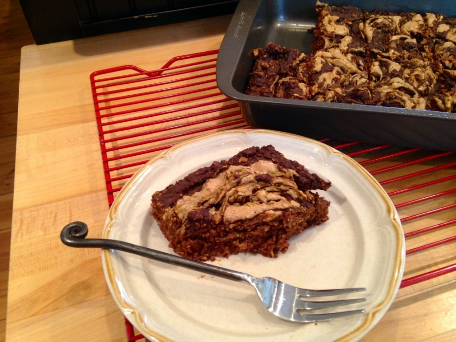 Chocolate Peanut Butter Swirl Pumpkin Protein Brownies