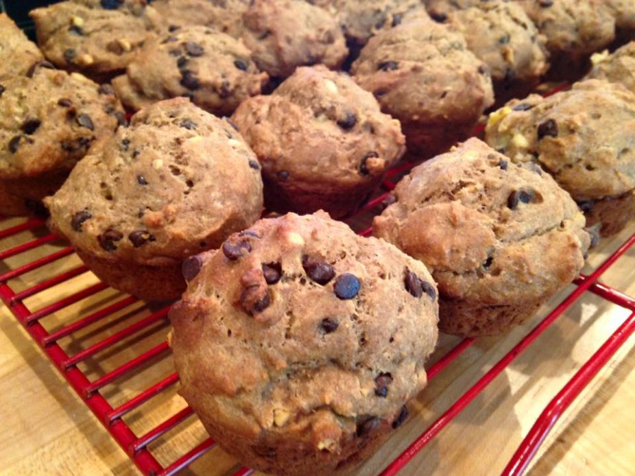 Peanut Butter & Banana Chocolate Chip Muffins