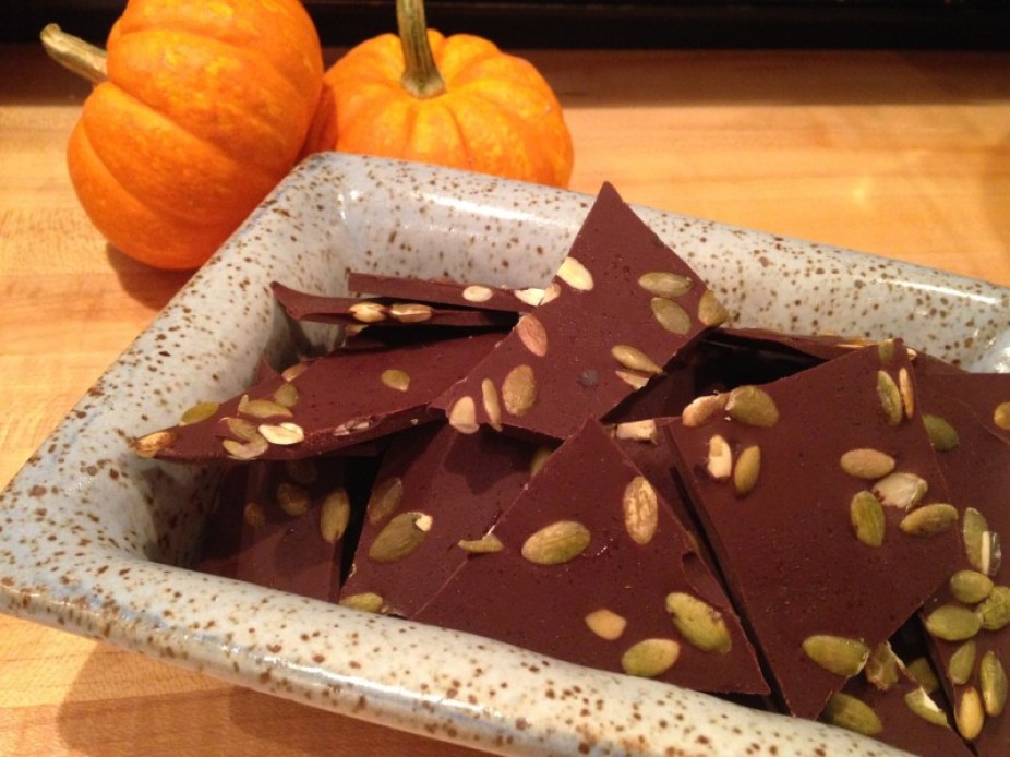 Salted Dark Chocolate Pumpkin Bark