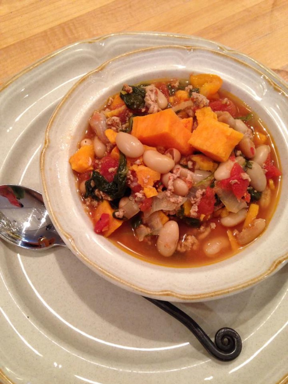 Sweet Potato, White Beans & Spinach Turkey Stew