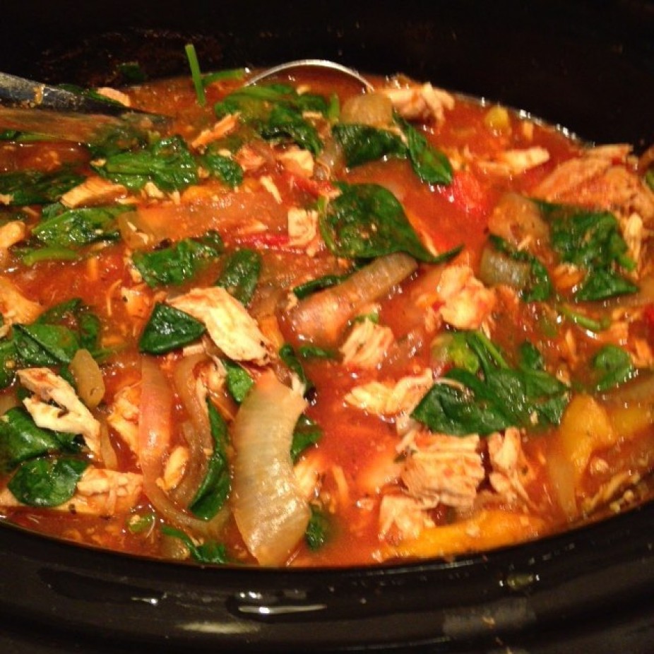 Simple Crock Pot Italian Chicken with Onions & Peppers