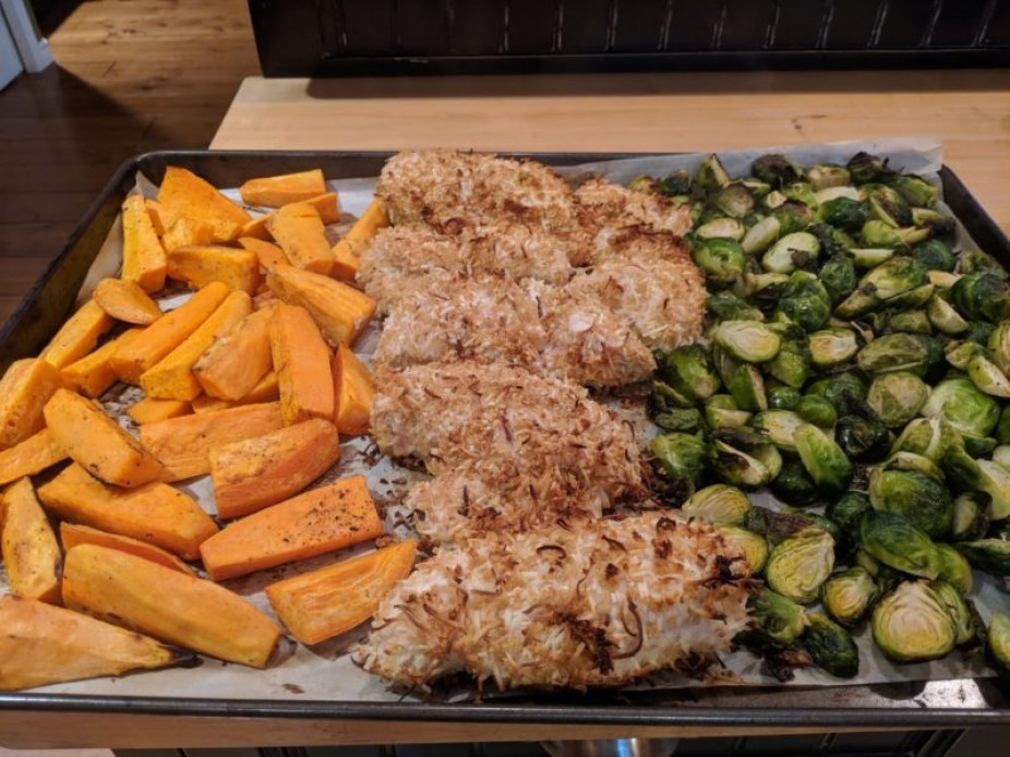 One Pan Baked Coconut Chicken With Veggies